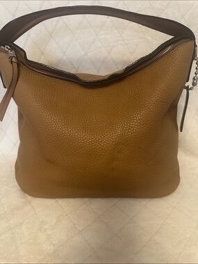 Leather Hobo Tote Bag in Tan